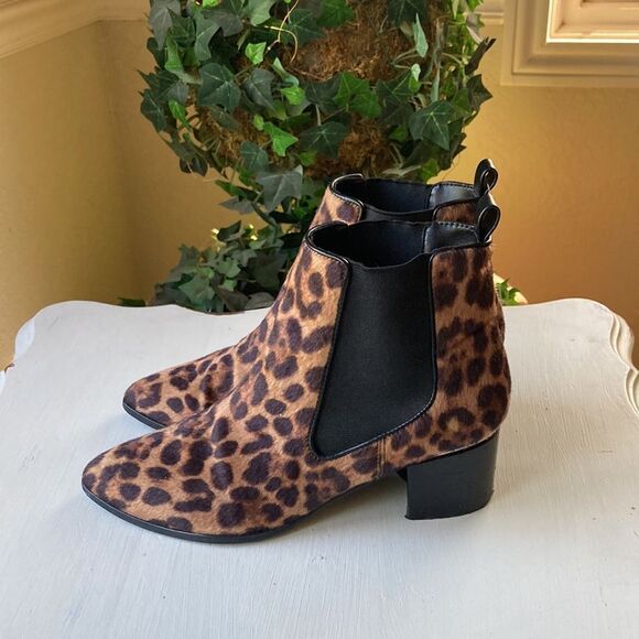 Nine West Cheetah Print Faux Fur Pull On Ankle Booties Size 7.5 - Picture 6 of 15